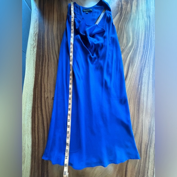 Liquid New York Blue Silk Racer Back Mini Dress Sz 4 - Picture 4 of 6